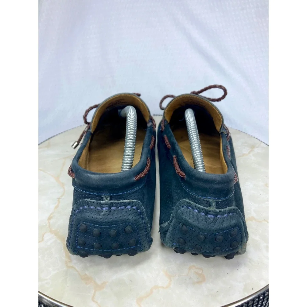 Mercanti Fiorentini Perforated Leather Driving Loafers Mens Navy  Preppy Shoe